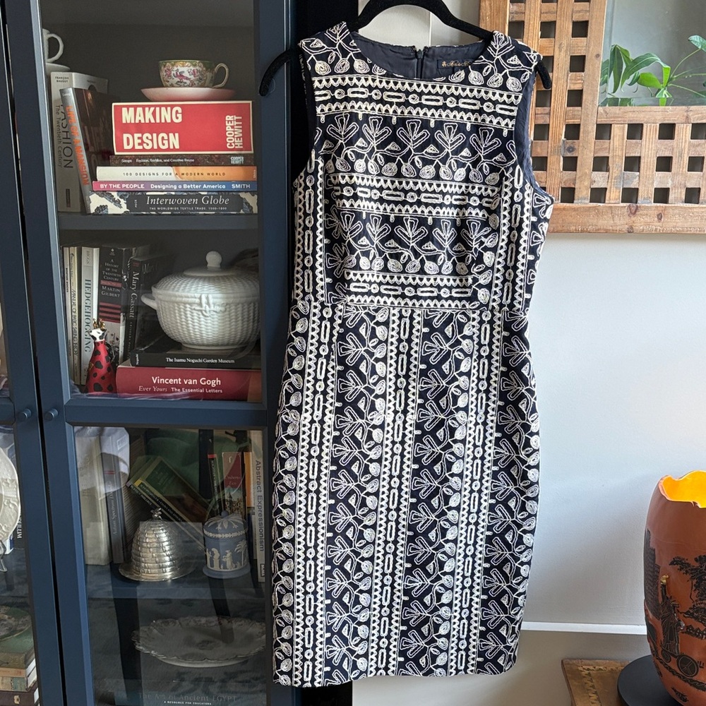 Brooks Brothers Navy Blue Embroidered Midi Dress 4